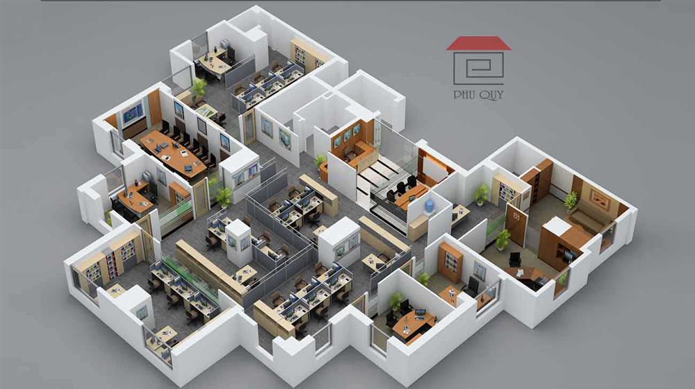 Mẫu thiết kế văn phòng không gian mở